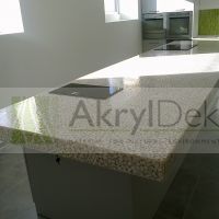 Kitchen working desk made of white stone